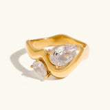 Soletta diamant tåredråpe gullring